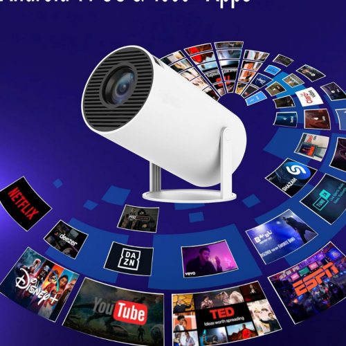 Proyector Portátil Hy300 Pro Android 11/13 WiFi 6 Bluetooth 720P Nativo Soporte 4K Rotación 180° – Cine en Casa
